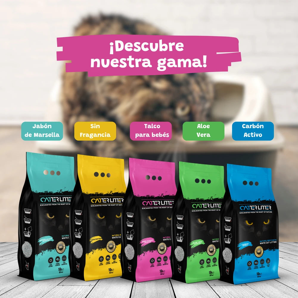 Catter Litter Arena para Gatos Aglomerante Aroma Baby Polvos de Talco 10L CATTER LITTER Mascotas-Ávila
