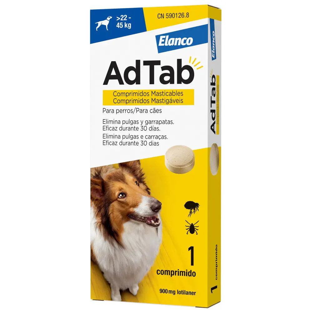 AdTab Comprimido Masticable Antiparasitario para Perros (1 ud) - Mejor Precio - Mascotas Ávila