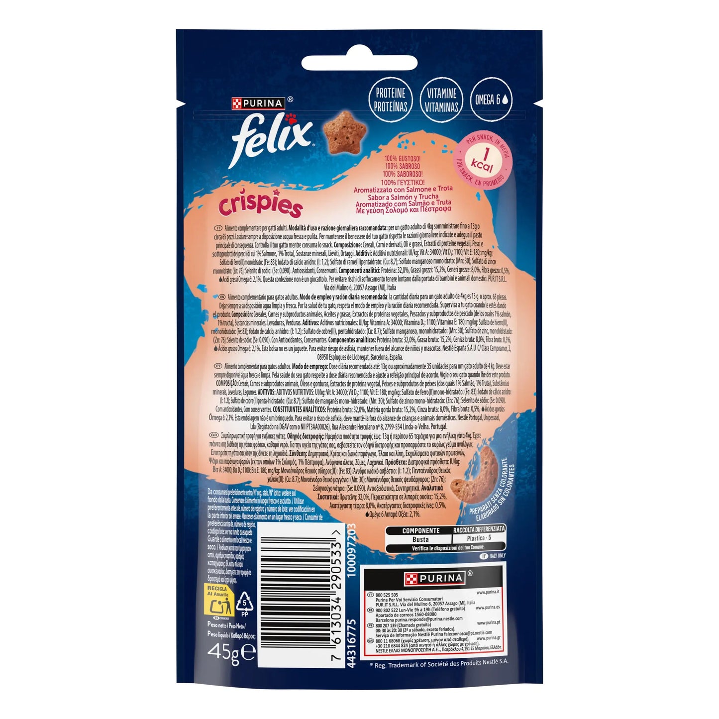 Felix Crispies Salmón y Trucha 45 g FELIX