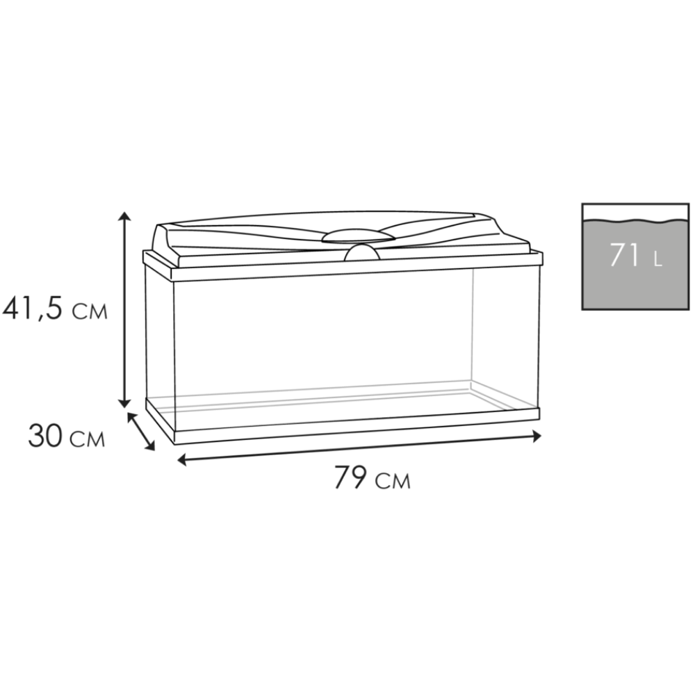 Acuario Aqua 80 Light Ciano 80X30X41,5 cm 71L CIANO Mascotas-Ávila
