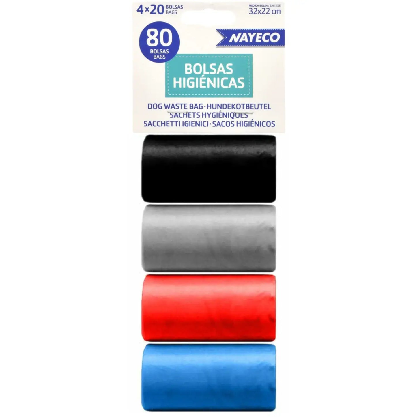 Bolsas Higiénicas 4 Rollos De 20 Bolsas Negro/Plata/Rojo/Azul - Mejor Precio - Mascotas Ávila
