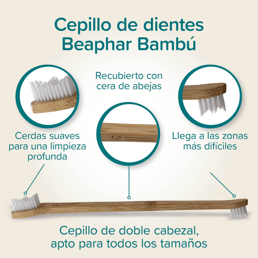 Beaphar Cepillo de Dientes Ecológico de Bambú con Doble Cabezal para Perros y Gatos BEAPHAR Mascotas-Ávila