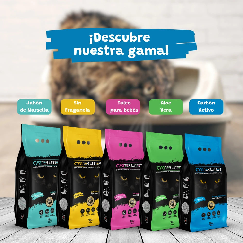 Catter Litter Arena para Gatos Aglomerante Efecto Carbón Activo CATTER LITTER Mascotas-Ávila