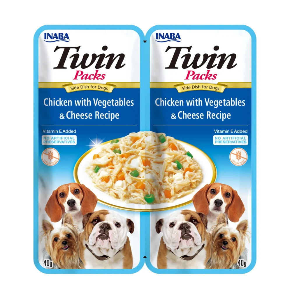 Churu Twin Pack Pollo Guiso de Verduras y Queso en Caldo de Pollo para Perros INABA Mascotas-Ávila
