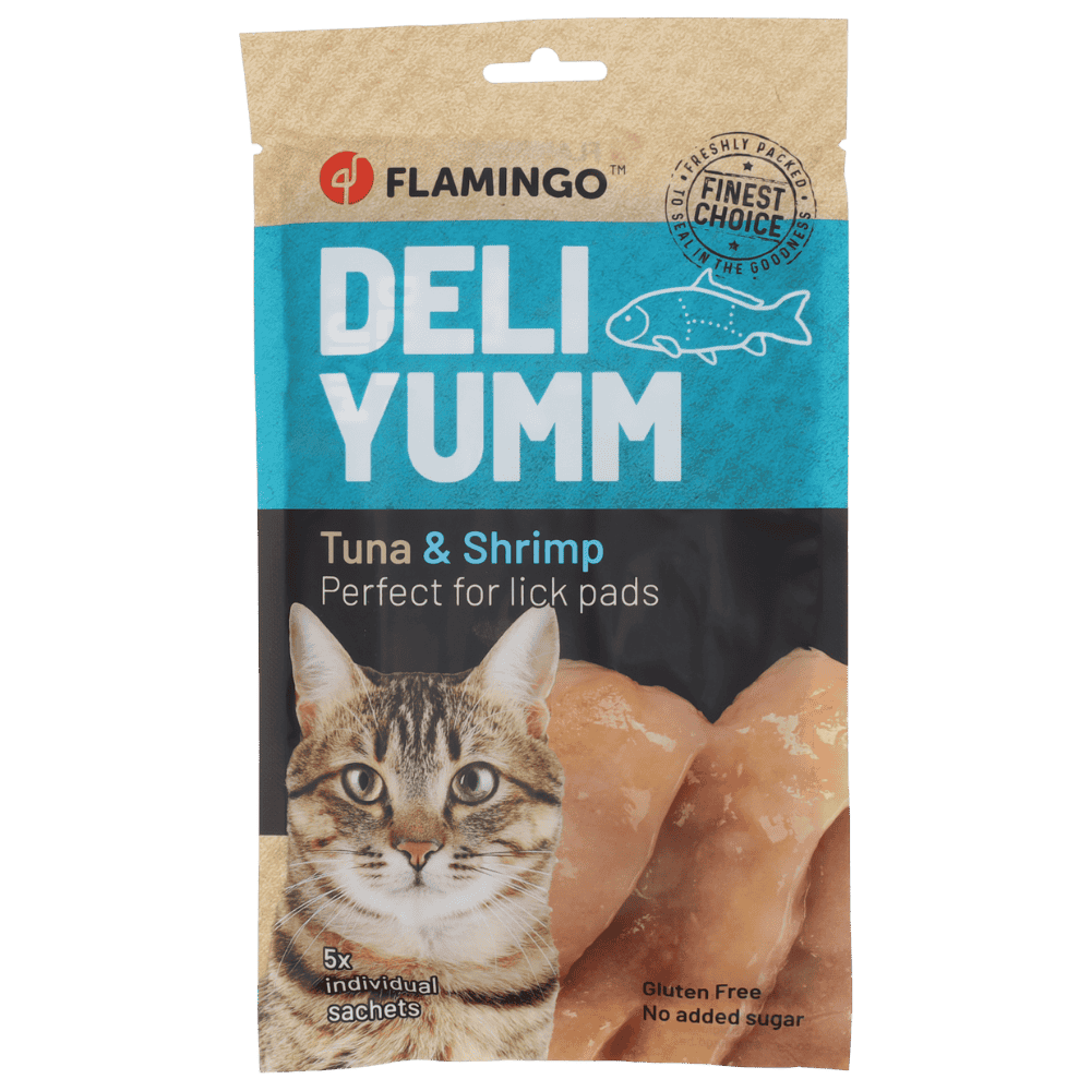 Flamingo Deli Yumm PatĂ© AtĂșn y Camarones Snack LĂquido para Gatos FLAMINGO Mascotas-Ăvila