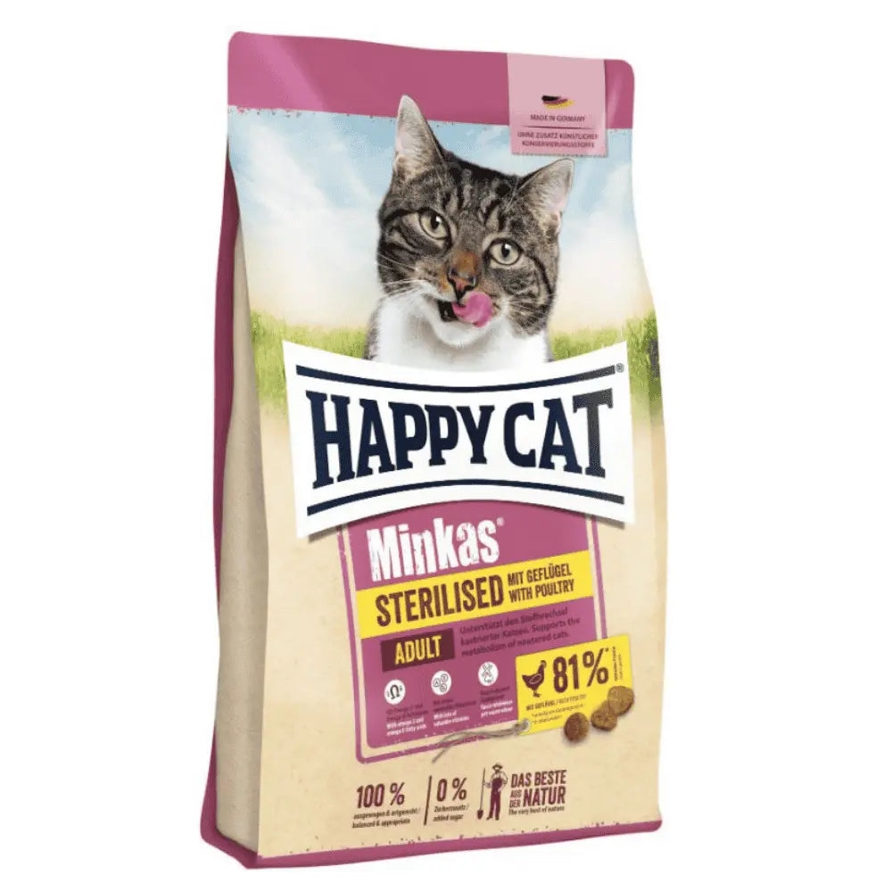 Happy Cat Minkas Sterilized Geflügel Pollo Pienso para Gatos Happy Cat Mascotas-Ávila