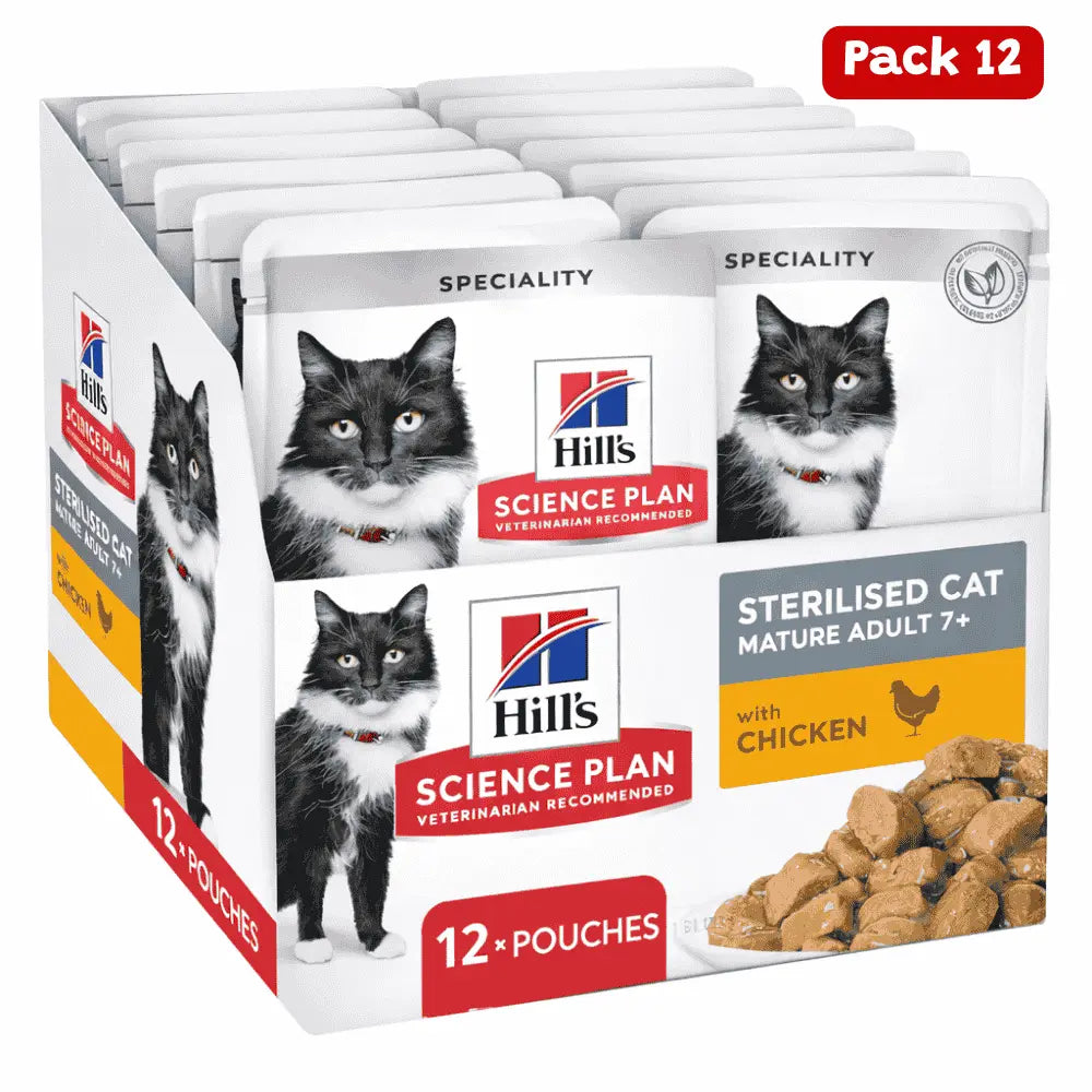 Hill's Science Plan Sterilised Mature Adult Pack 12x85 g Húmeda para Gatos HILLS Mascotas-Ávila