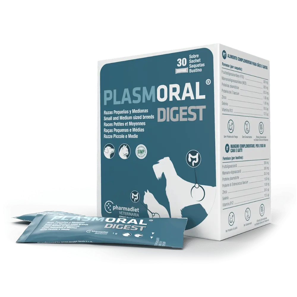 Plasmoral Digest Sobre para Razas Pequeñas, Medianas y Gatos - Regulador Intestinal PHARMADIET Mascotas-Ávila