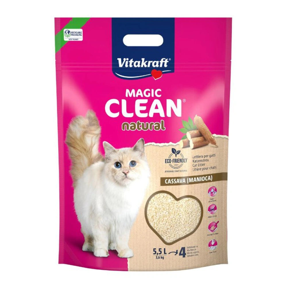 Vitakraft Magic Clean Natural Yuca Arena para Gatos 5,5L VITAKRAFT Mascotas-Ávila