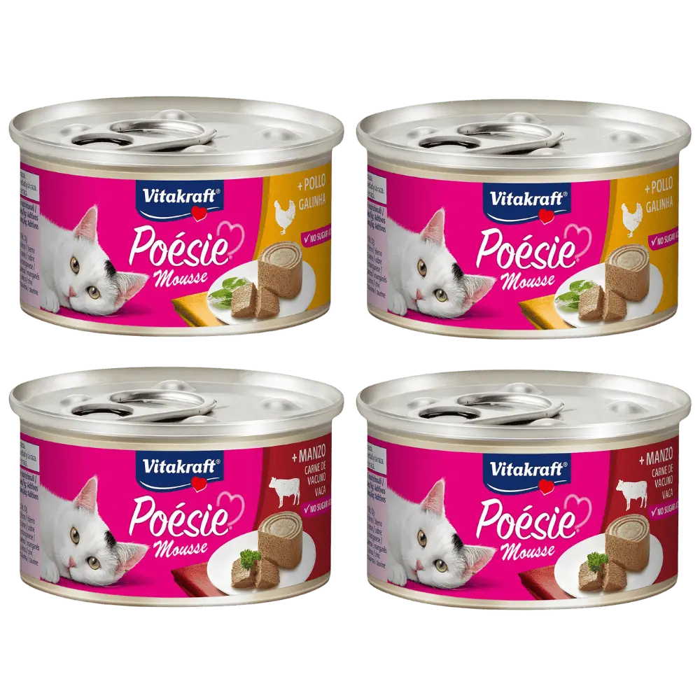 Pollo y Ternera Vitakraft Poesie Mousse Pack 4x85 g Comida Húmeda para Gatos VITAKRAFT Mascotas-Ávila