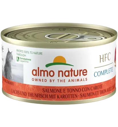 ALMO NATURE CAT HFC LATA 70GR COMPLETE SALMÓN Y ATÚN CON ZANAHORIA - Mejor Precio - Mascotas Ávila
