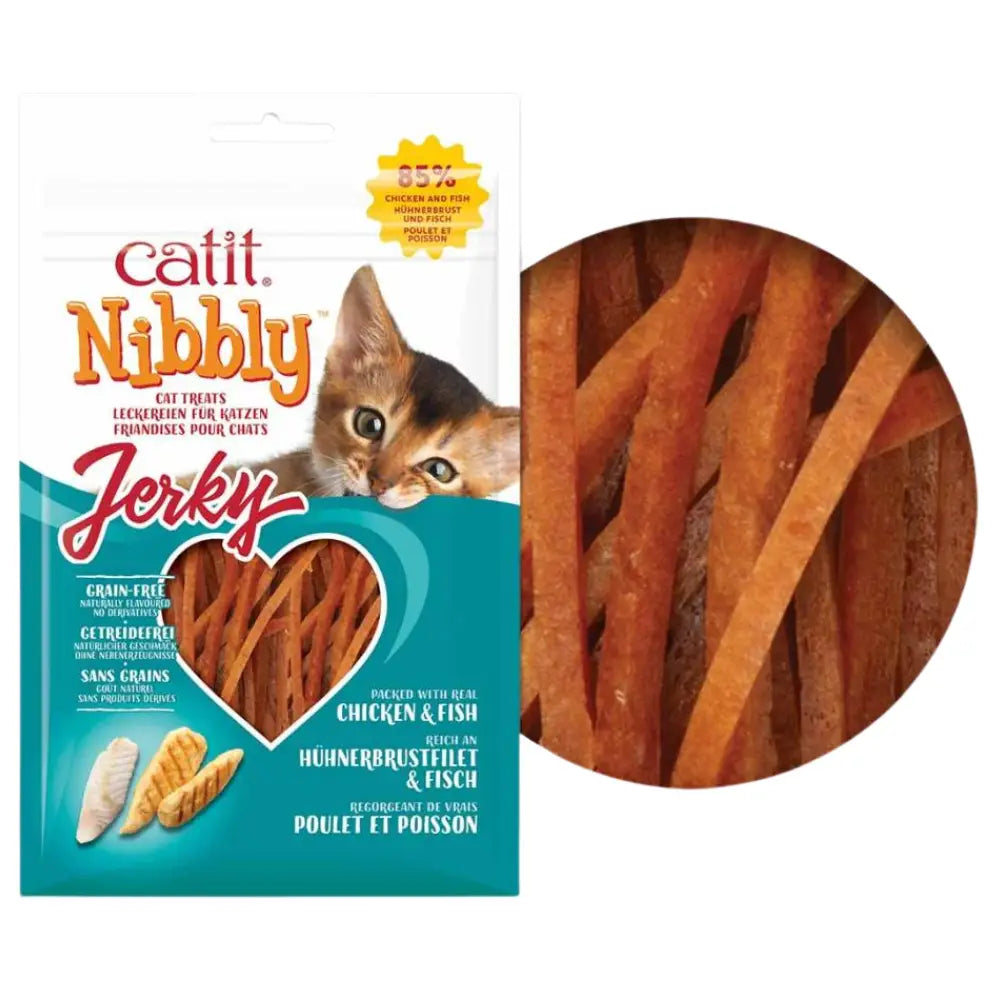 Catit Snack Nibbly Jerky Pollo y Pescado Gatos 30 g CATIT