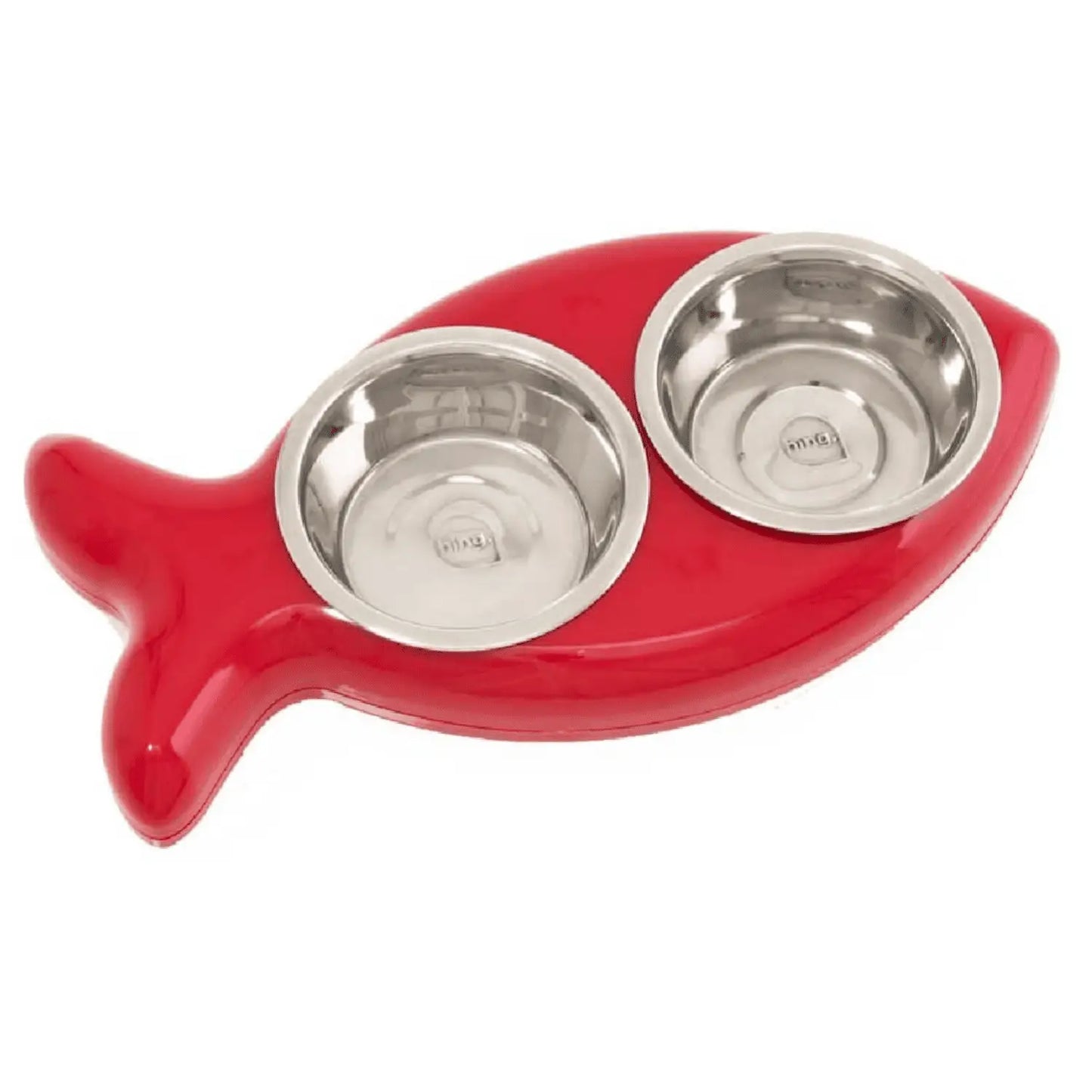 Comedero Doble para Gatos Color Rojo Navidad con Forma de Pez - Mejor Precio - Mascotas Ávila