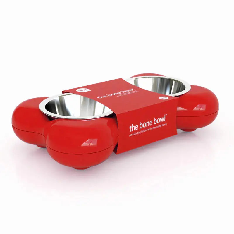 Comedero Doble para Perros Color Rojo Navidad con Forma de Hueso Wouapy - Mejor Precio - Mascotas Ávila