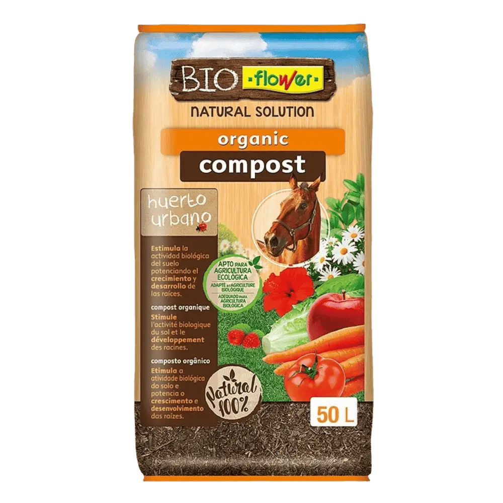 Flower Compost Orgánico 50L Estiércol Natural de Caballo FLOWER