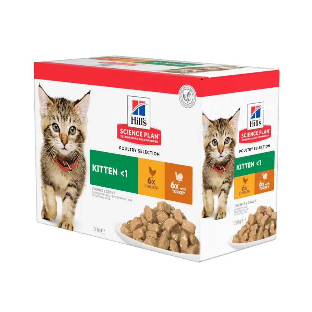 Hill's Science Plan Kitten Pollo y Pavo Pack 12x85 g Comida Húmeda para Gatitos HILLS