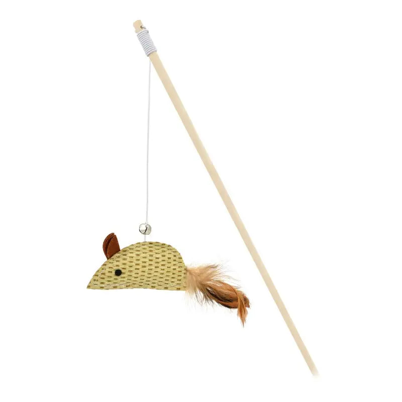 Juguete Gato Vara Con Raton Papirus Y Pluma 40Cm - Mejor Precio - Mascotas Ávila
