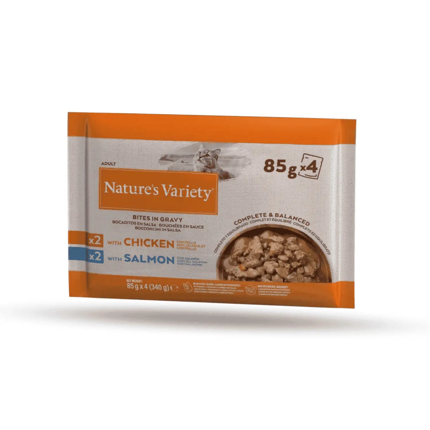 Nature'S Variety Cat Pack 4 Bocaditos en Salsa con Pollo y Salmón 85g - Mejor Precio - Mascotas Ávila