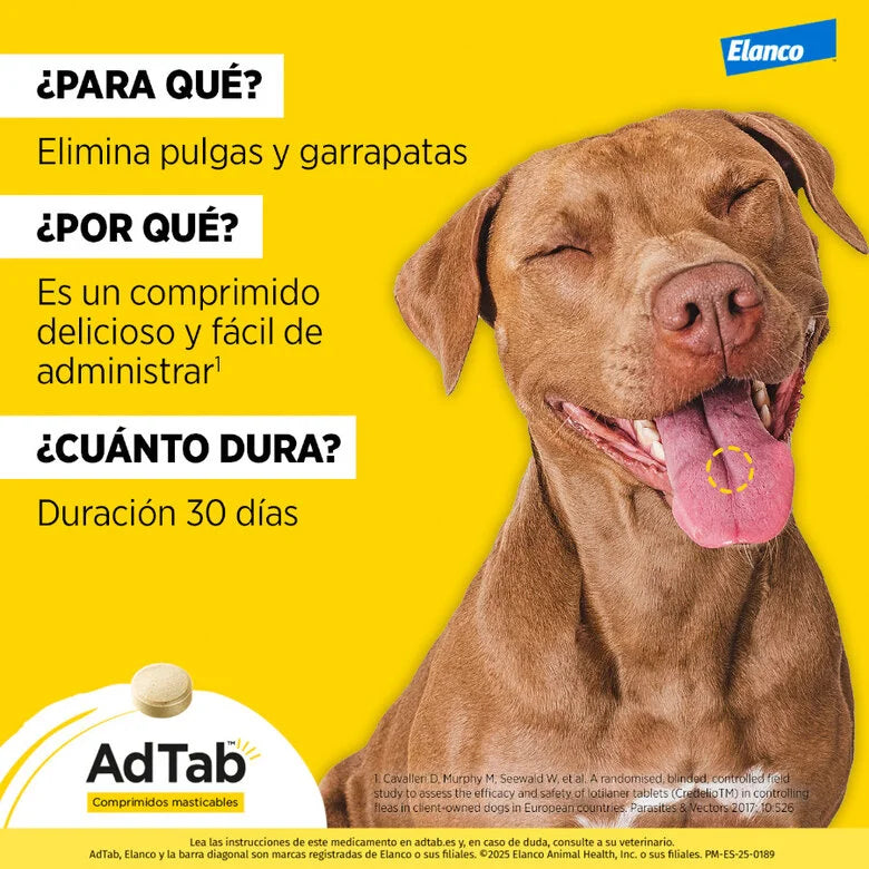 AdTab Comprimidos Antiparasitarios Masticables para Perros (3 uds) - Elimina Pulgas y Garrapatas