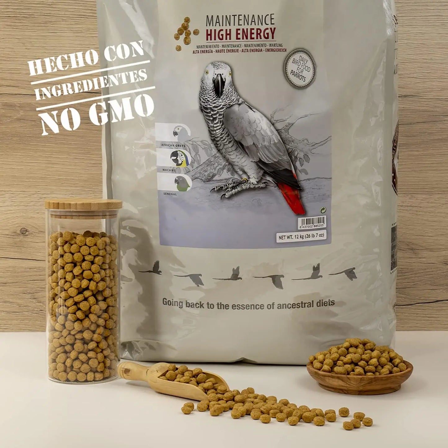 Psittacus Pienso Alta Energía para Loros, Yacos, Guacamayos 800 g | 100% NO GMO - Mejor Precio - Mascotas Ávila