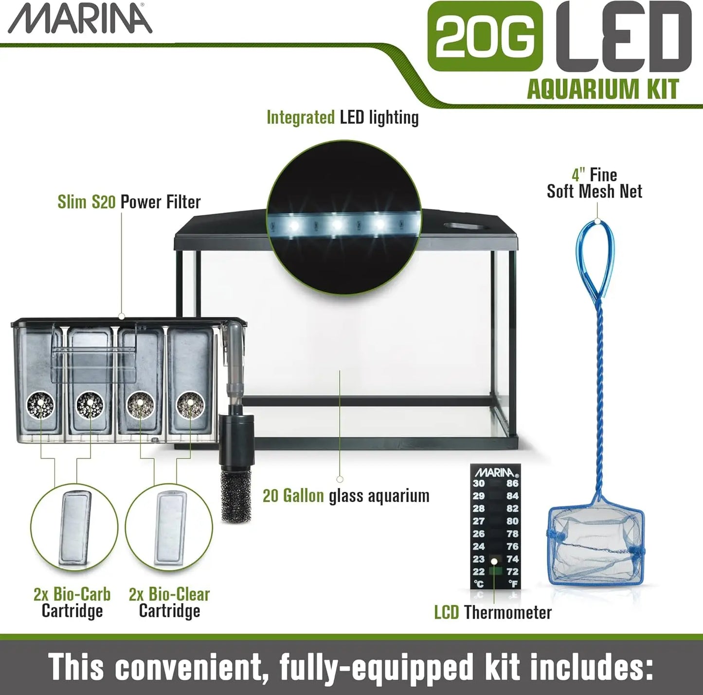 Acuario Marina Led 20G Kit 75L. (61,4X32,2X41.9Cm) - Mejor Precio - Mascotas Ávila