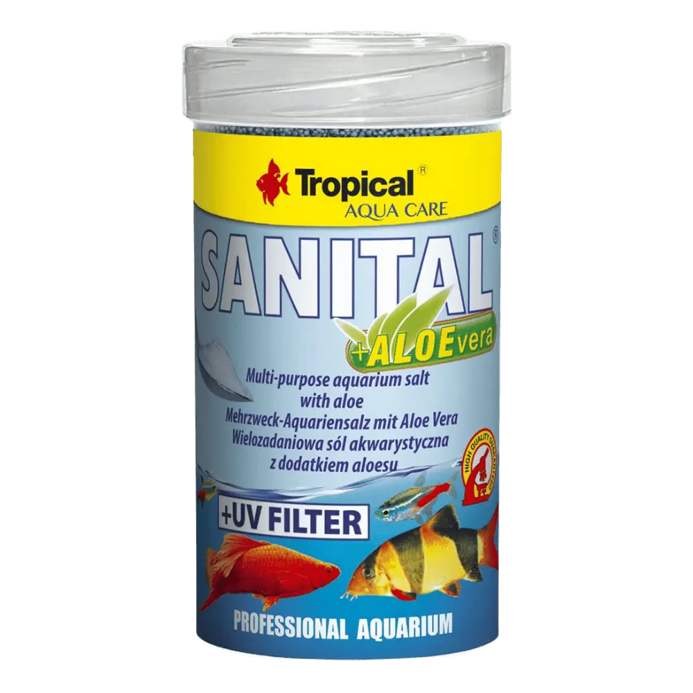 Sanital Tropical Sal de Acuario Enriquecida con Aloe Vera Control del Agua TROPICAL