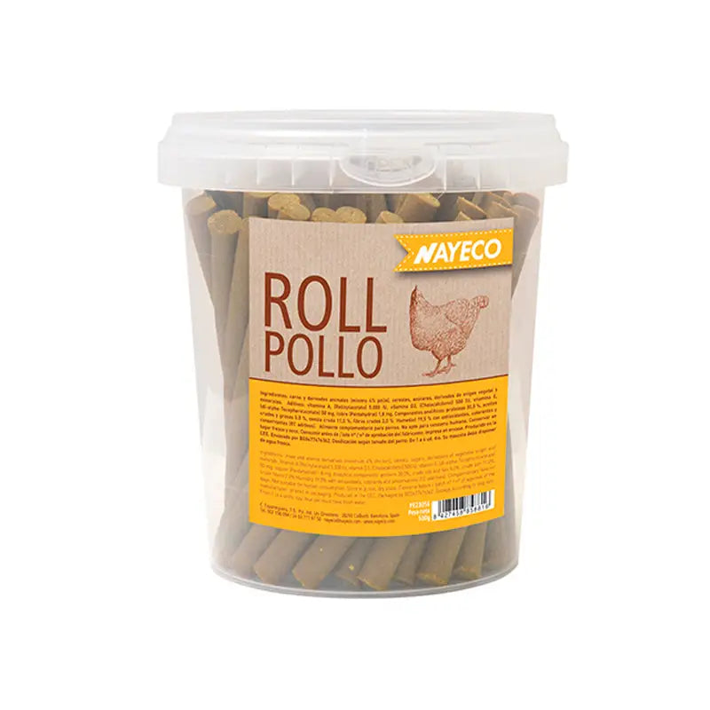SNACK PARA PERROS ROLL POLLO NAYECO 500GR BOTE - Mejor Precio - Mascotas Ávila
