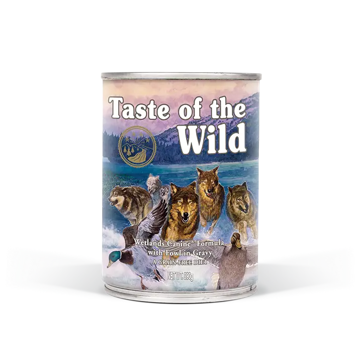 TASTE OF THE WILD DOG ADULT WETLANDS PATO ASADO 390G HUMEDO