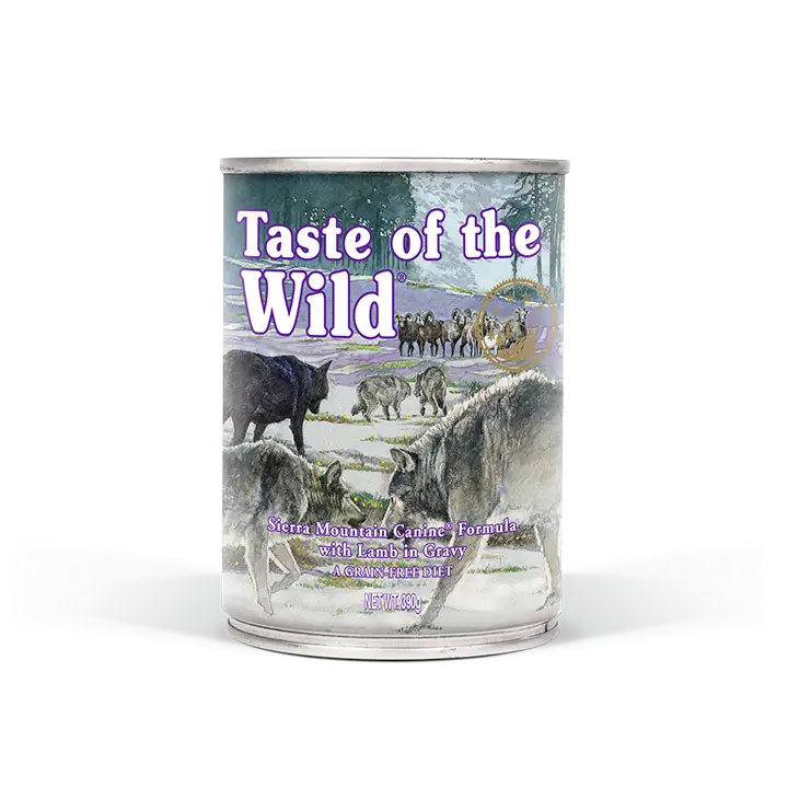 TASTE OF THE WILD DOG ADULT SIERRA MOUNTAIN CORDERO ASADO 390G HUMEDO