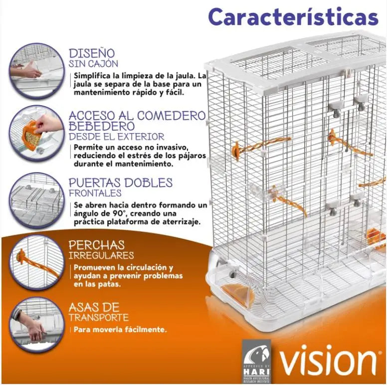 JAULA PAJARO VISION MODELO L12 75X38X92,5cm (NINFA)