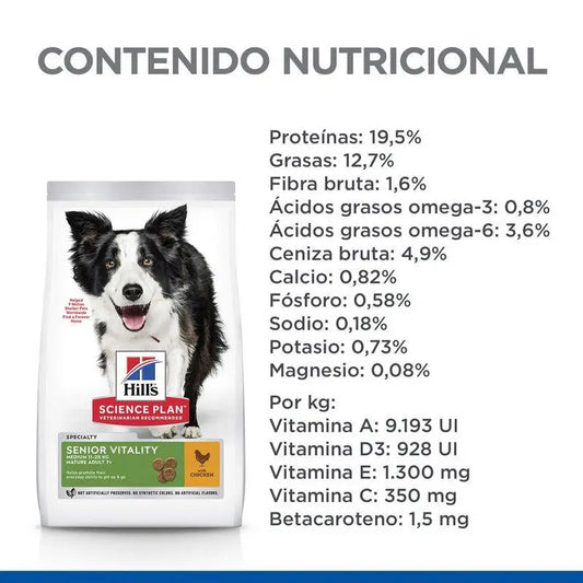 Hill'S Science Plan Mature Adult 7+ Senior Vitality Medium Pollo 14 kg Alimento para Perros