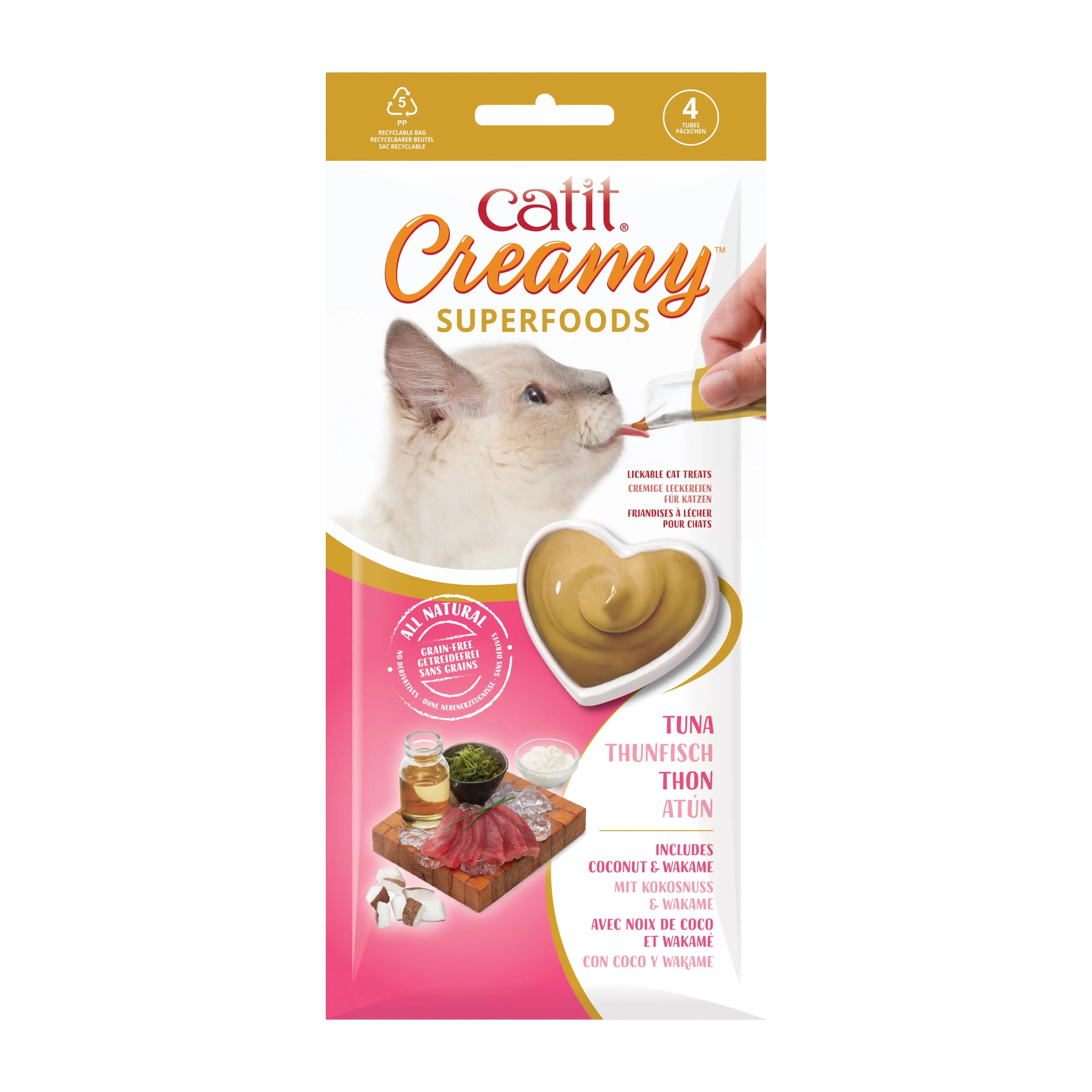 Catit Creamy Snack Superfood Atún Con Coco Y Wakame Pack 4X10G al mejor precio online