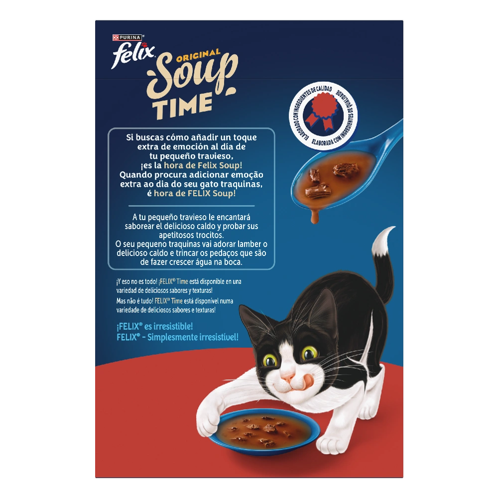 Felix Soup Time Original Sopa Carne Comida Húmeda para Gatos Felix Mascotas-Ávila