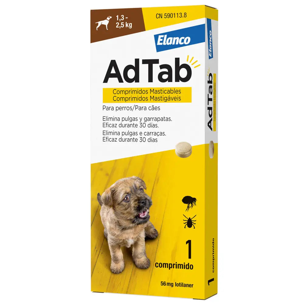 AdTab Comprimido Masticable Antiparasitario para Perros (1 ud) - Mejor Precio - Mascotas Ávila