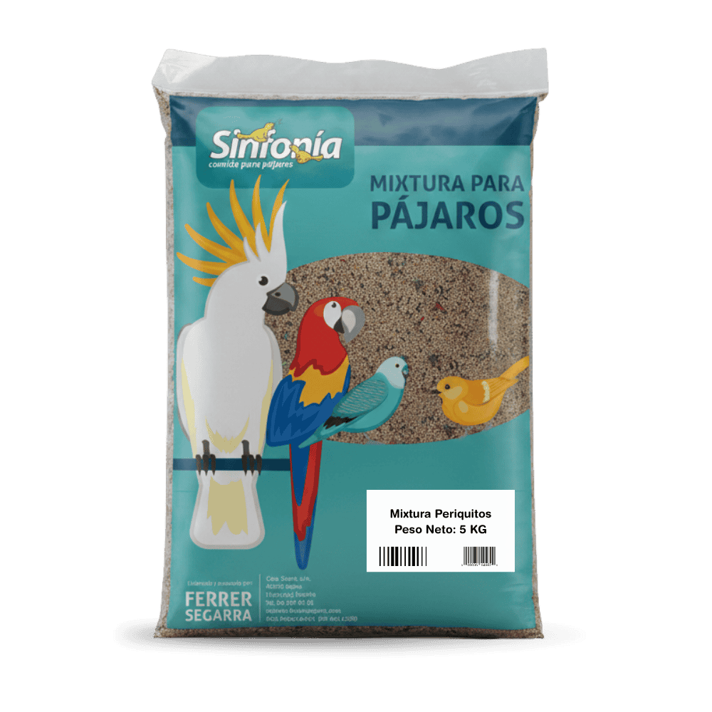 Mixtura Agapornis y Ninfas Sinfonía Bolsa 5K.