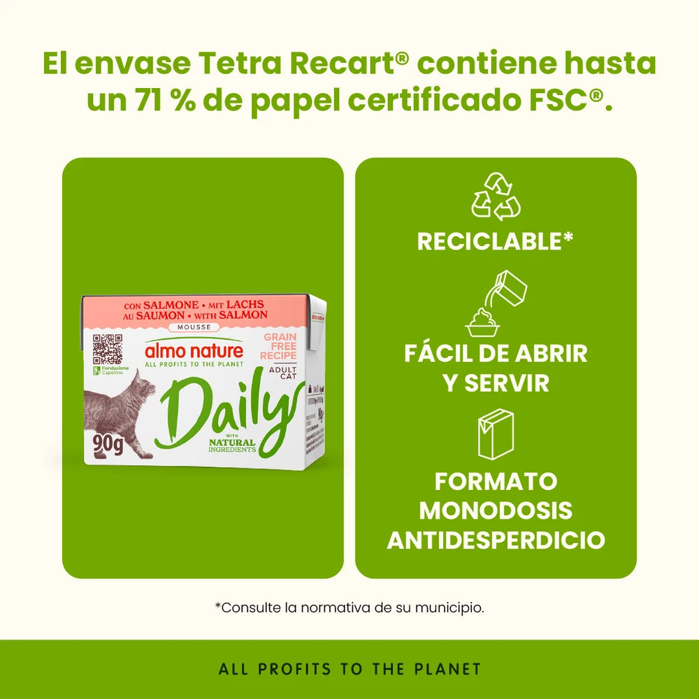 Almo Nature Daily Salmón Brick Comida Húmeda para Gatos ALMO NATURE Mascotas-Ávila