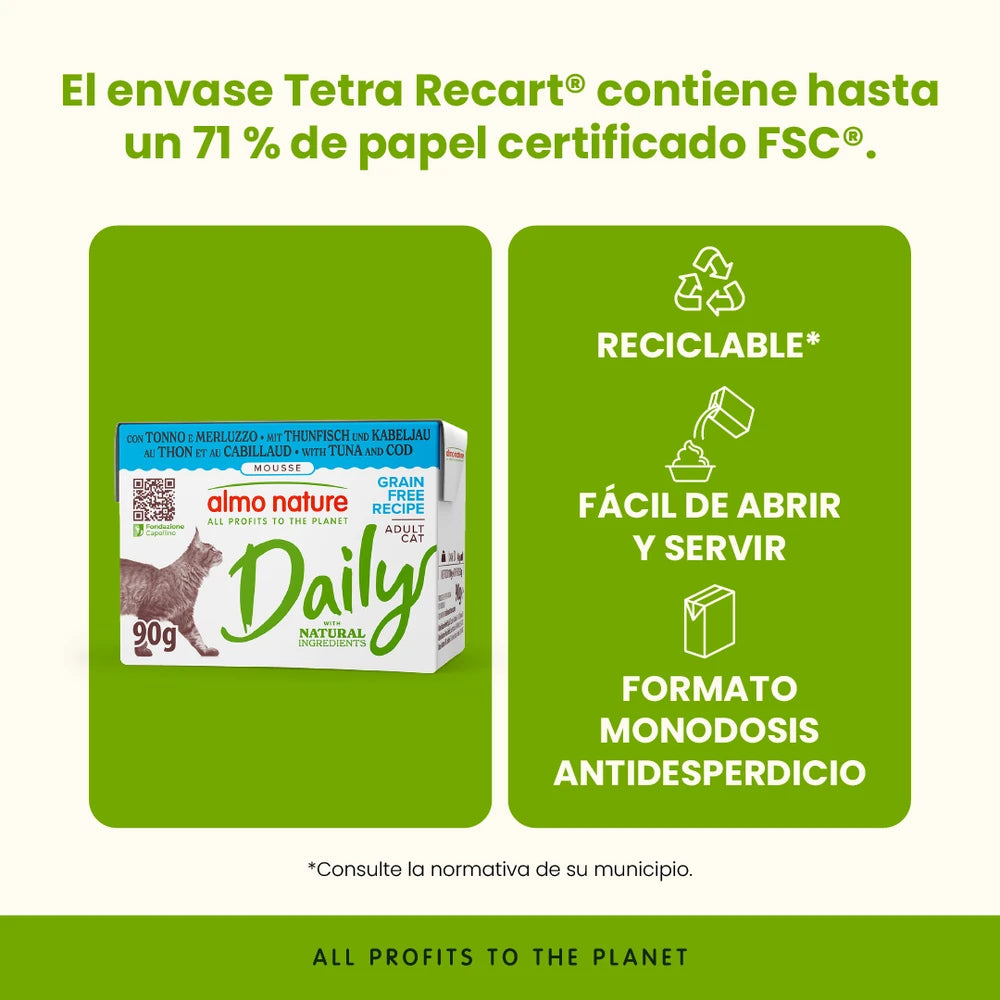 Almo Nature Daily Atún y Bacalao Brick Comida Húmeda para Gatos ALMO NATURE Mascotas-Ávila