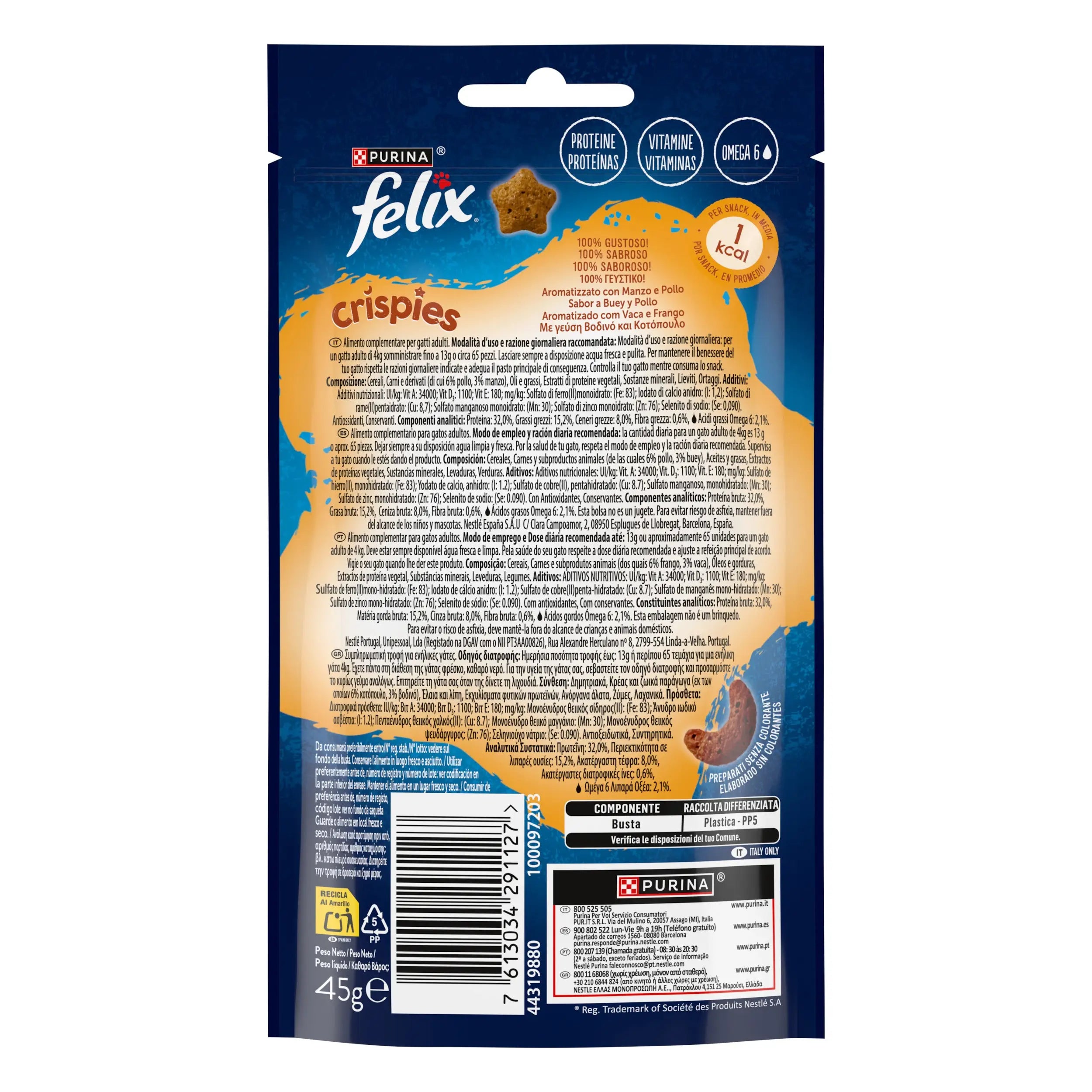 Felix Crispies Buey y Pollo 45 g FELIX