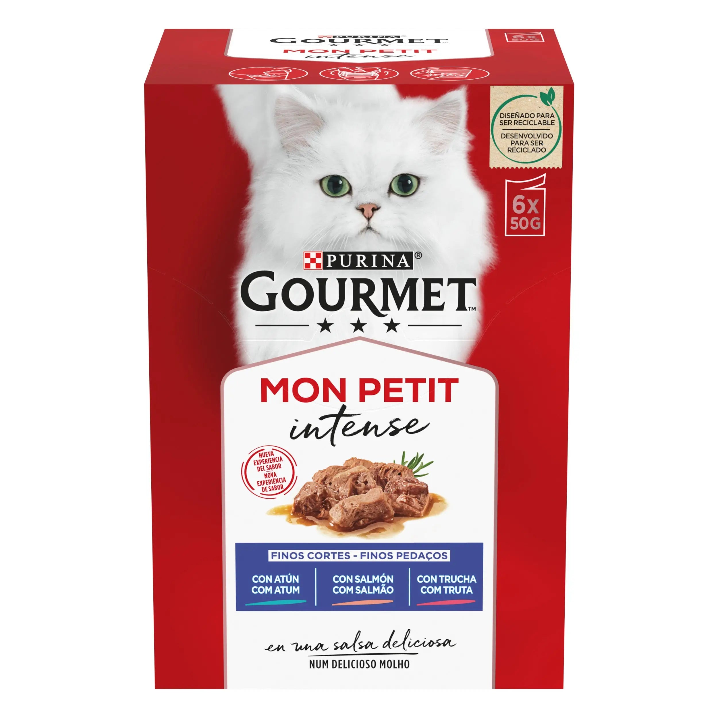 Gourmet Mon Petit Atún, Salmón y Trucha Pack 6x50 g PURINA
