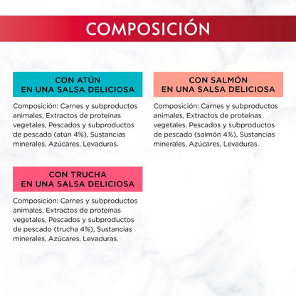 Gourmet Mon Petit Atún, Salmón y Trucha Pack 6x50 g PURINA