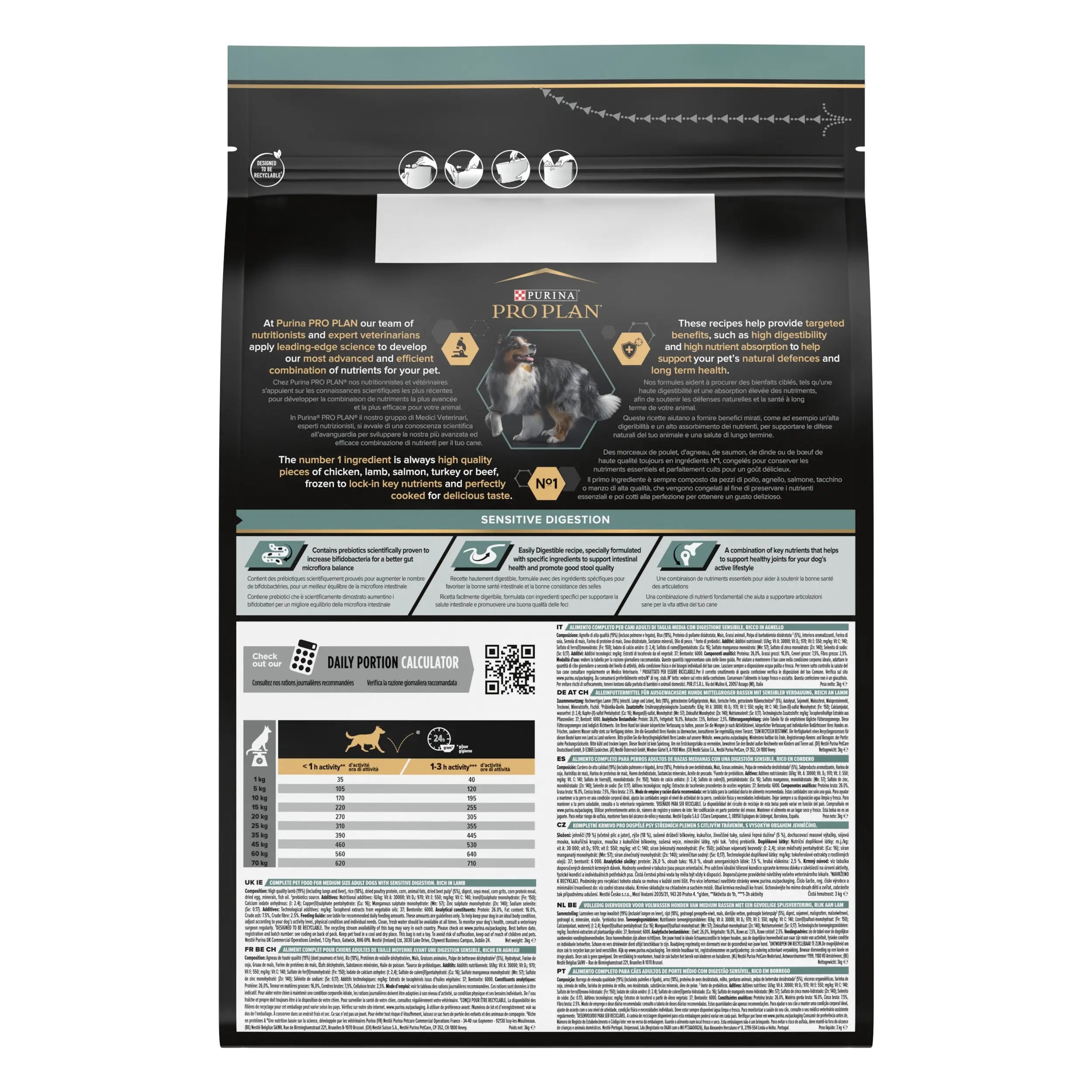 Pro Plan Dog Medium Adult Digest Cordero 3 kg PURINA