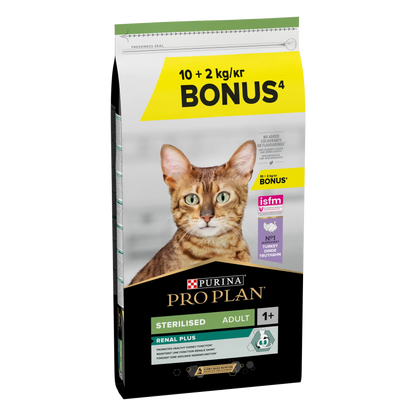 Pro Plan Cat Sterilized Adult Renal+ Pavo 10 kg+2 kg gratis PURINA
