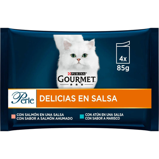 Gourmet Perle Delicias En Salsa Salmón Atún Pack 4X85 g PURINA