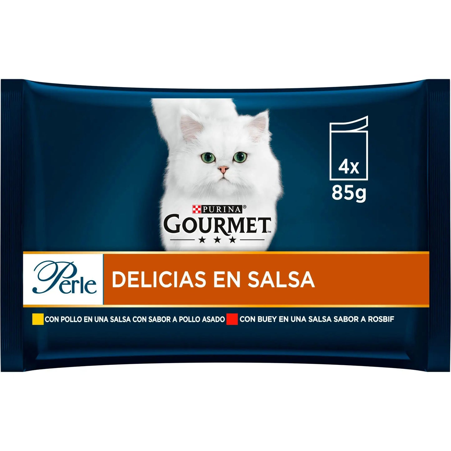 Gourmet Perle Delicias En Salsa Pollo Buey Pack 4x85 g PURINA