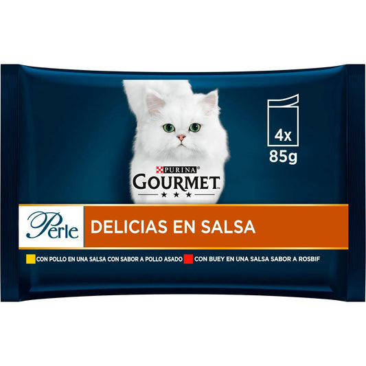 Gourmet Perle Delicias En Salsa Pollo Buey Pack 4x85 g PURINA