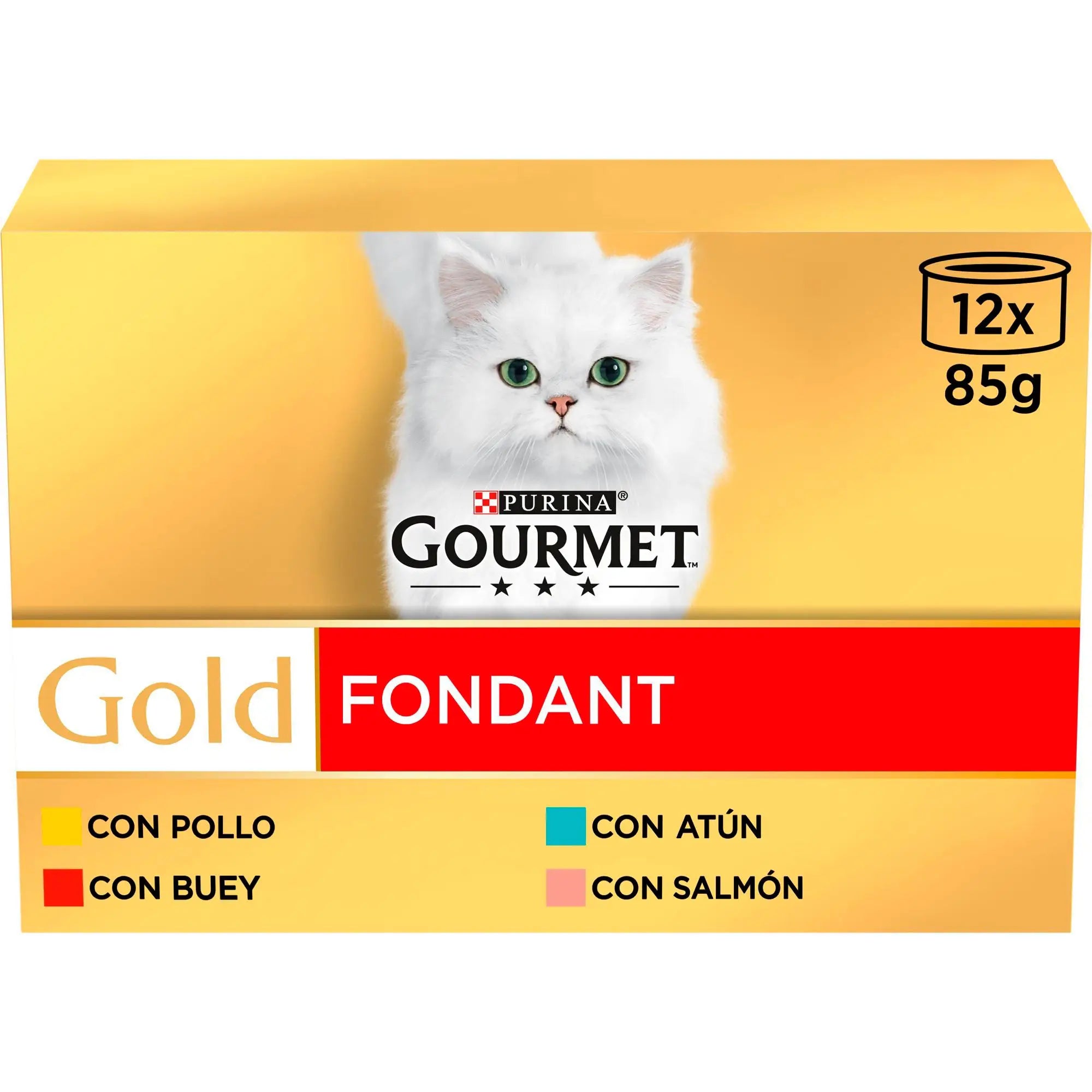 Gourmet Gold Fondant Pollo, Buey, Atún y Salmón Pack 12x85 g PURINA