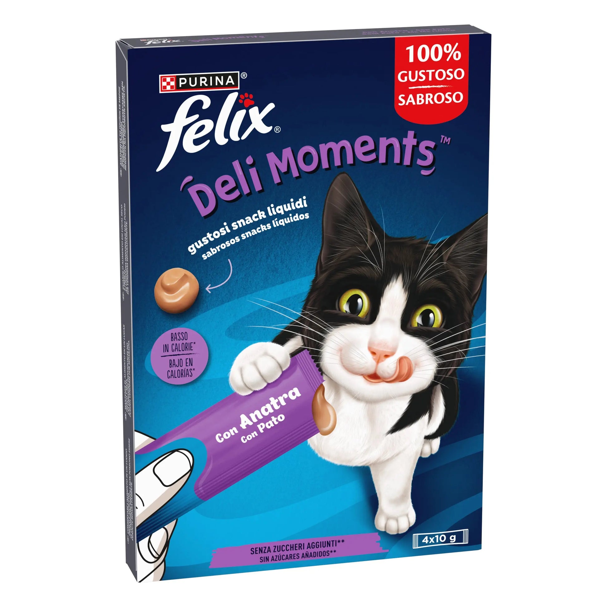 Felix Deli Moments Snack Líquido para Gatos (Pollo, Pato o Salmón) Pack 4x10 g FELIX