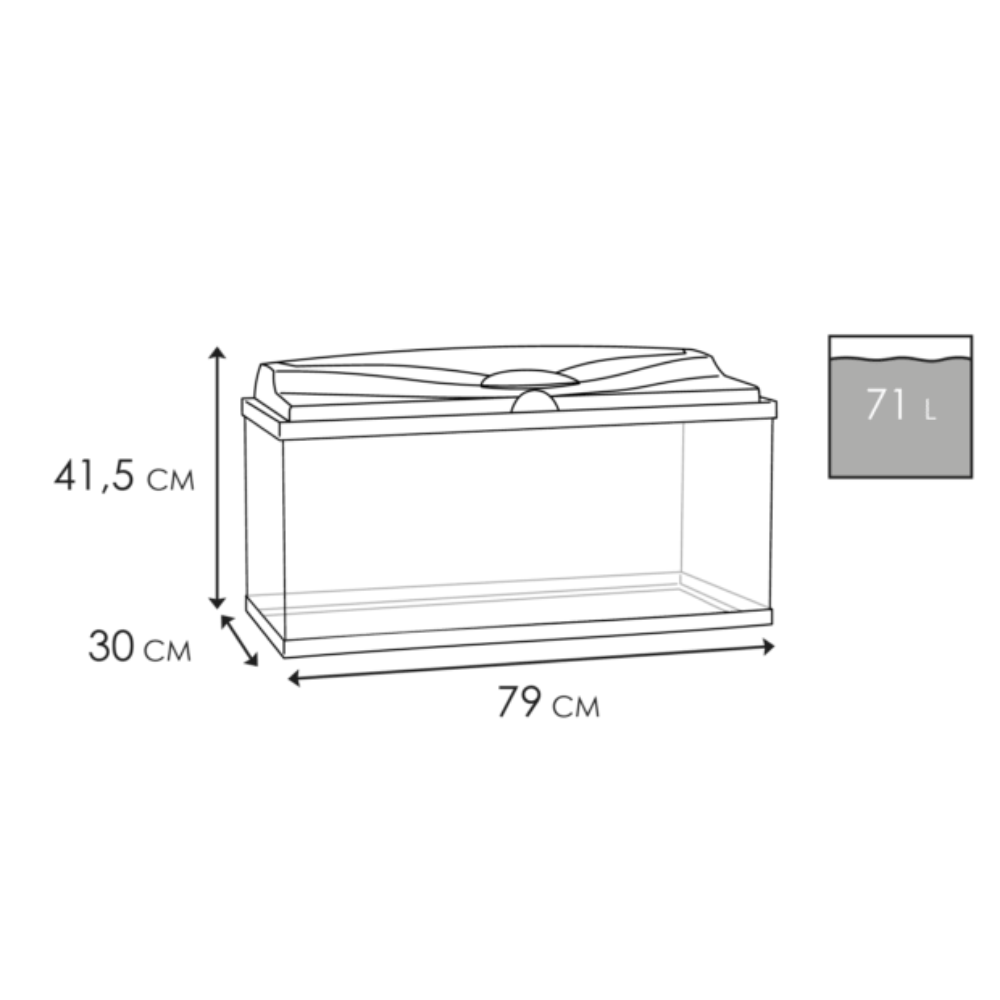Acuario Aqua 80 Light Negro Ciano 80x30x41,5cm 71L CIANO Mascotas-Ávila