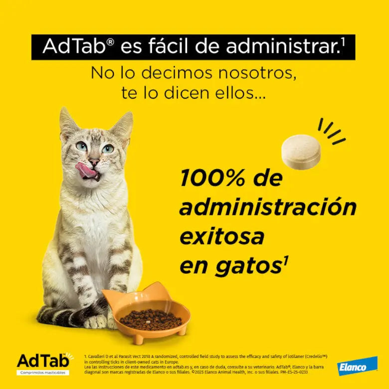 AdTab Comprimido Masticable Antiparasitario para Gatos - 3 uds (>2-8 kg) ADTAB Mascotas-Ávila