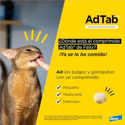 AdTab Comprimido Masticable Antiparasitario para Gatos (1 ud) ADTAB Mascotas-Ávila